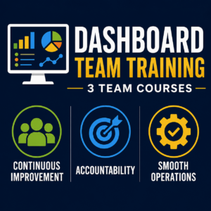 Dashboard Team Training and Coaching to Implement Continuous Improvement, Accountability and Smooth Operations - 3 Course Levels